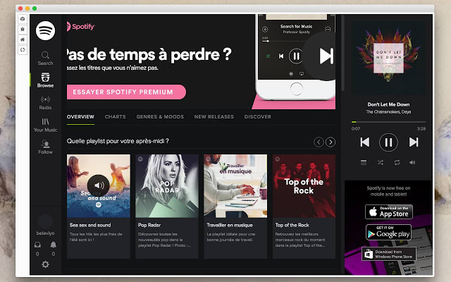 Spotify desktop app doesn